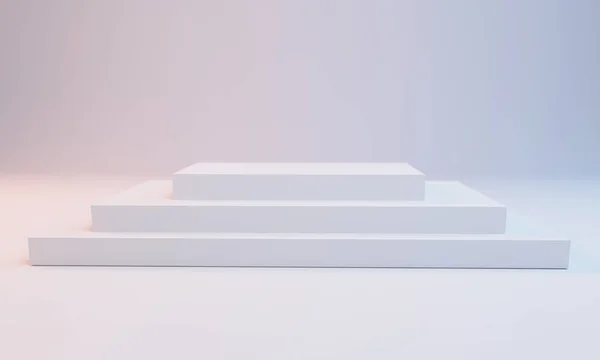 3D rendering αφηρημένη λευκό σκαλοπατιών στο καθαρό λευκό φόντο — Φωτογραφία Αρχείου