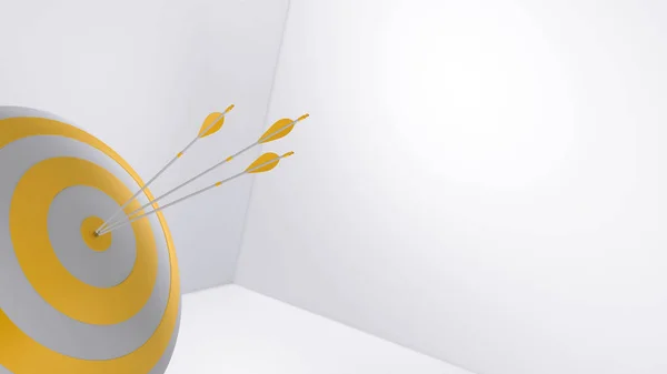 3D rendering pijlen en bullseye — Stockfoto
