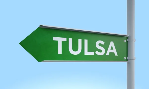 Green signpost tulsa — Stock Photo, Image