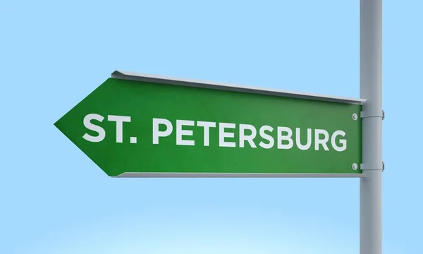 Green signpost st. petersburg — Stock Photo, Image