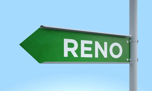 Green signpost reno — Fotografie, imagine de stoc