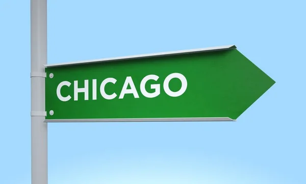 Groene wegwijzer chicago — Stockfoto