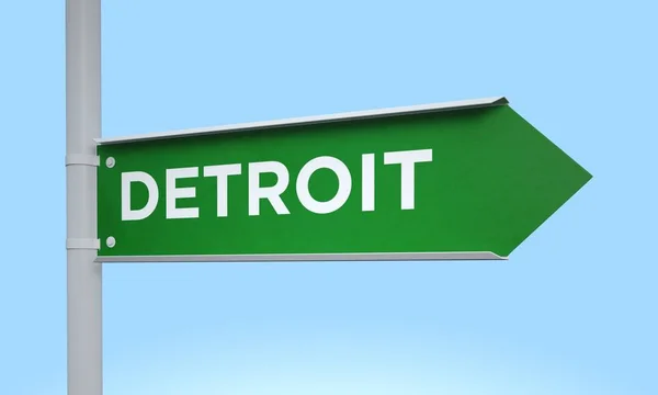 Zelený ukazatel detroit — Stock fotografie