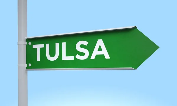 Green signpost tulsa — Stock Photo, Image