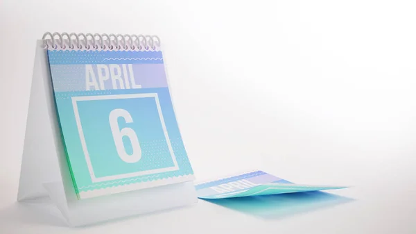 3d 渲染时髦颜色日历上白色背景-4 月 — 图库照片