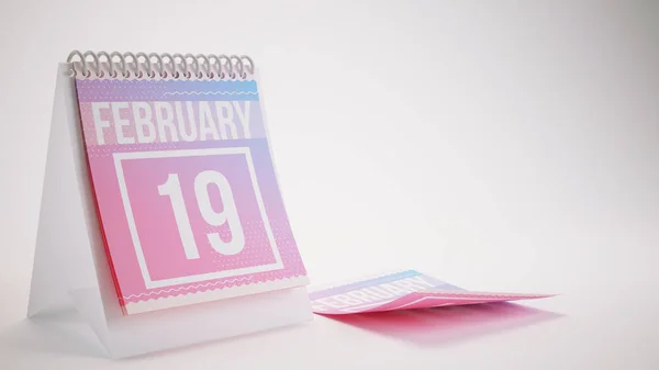 3D Rendering Calendário de cores na moda em fundo branco - fevereiro — Fotografia de Stock