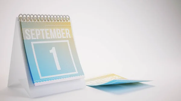 Redare 3D Calendarul culorilor la modă pe fundal alb septembrie — Fotografie, imagine de stoc