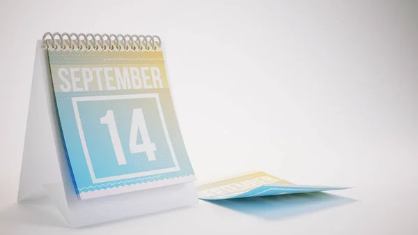 Redare 3D Calendarul culorilor la modă pe fundal alb septembrie — Fotografie, imagine de stoc