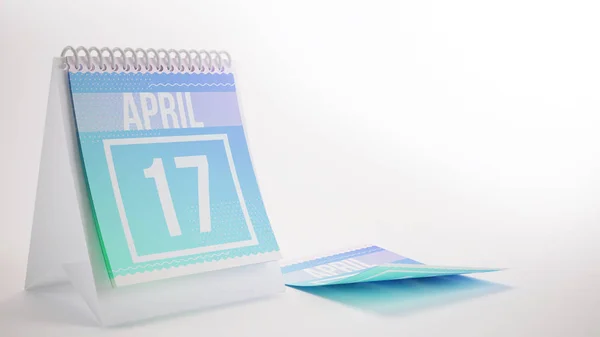 3D Rendering Calendário de cores na moda em fundo branco - 17 de abril — Fotografia de Stock