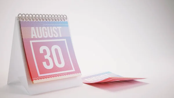 3D Rendering Trendy Colors Calendar on White Background - august Stock Picture