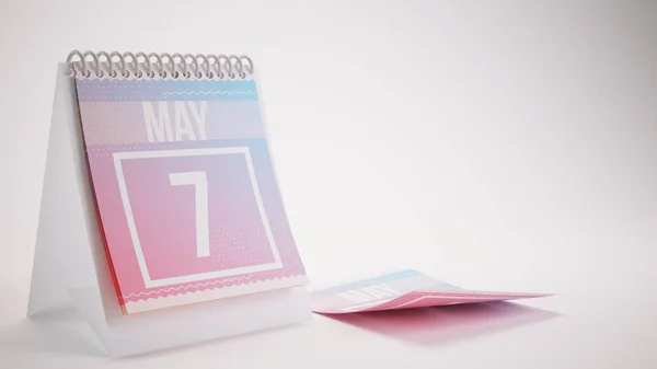 3D Rendering Trendy Colors Calendar on White Background - may 7 Stock Photo