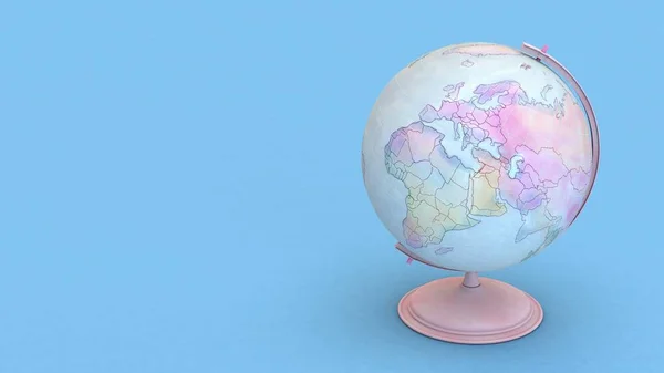 3D-rendering kleurrijke Globe bol op blauwe achtergrond — Stockfoto