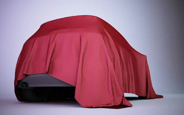 Car covered with red velvet Stock Photo