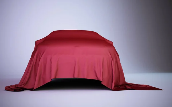 Car covered with red velvet Stock Picture
