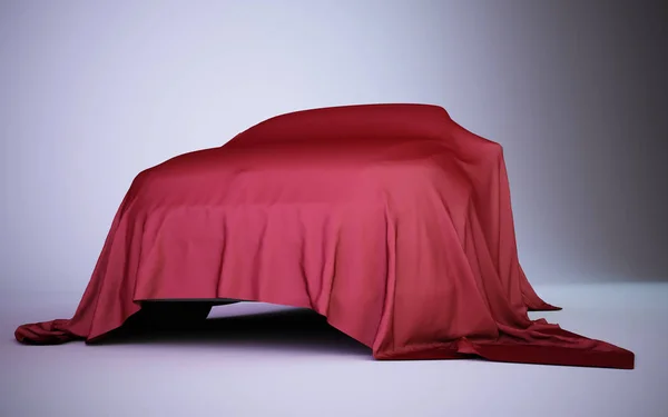 Car covered with red velvet Stock Picture