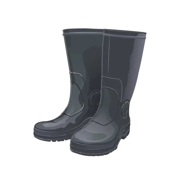 Botas de goma negro — Vector de stock