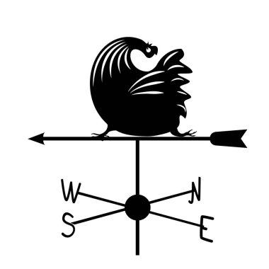 Weathervane - Black running rooster2. clipart