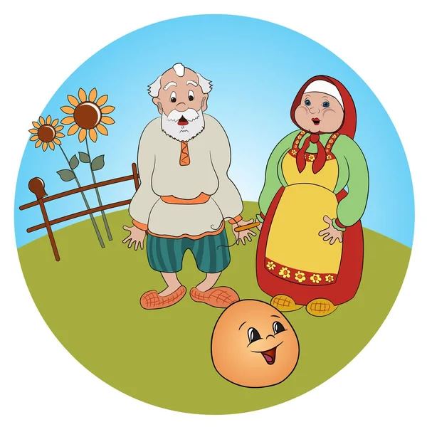 Russian folk tale about a kolobok — Stock Vector