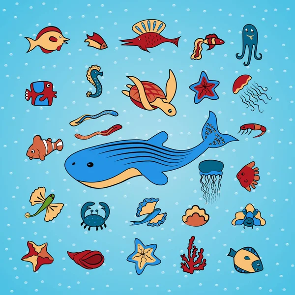 Clip Art mit Meereslebewesen — kostenloses Stockfoto