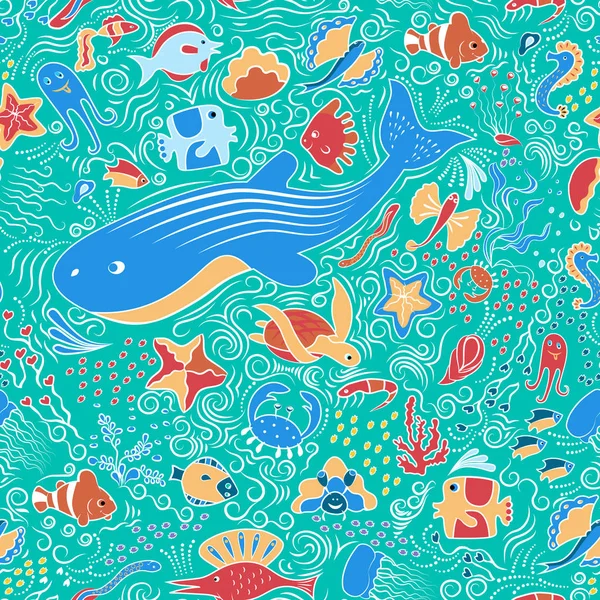 Seamless ornamental pattern with fish — Free Stock Photo