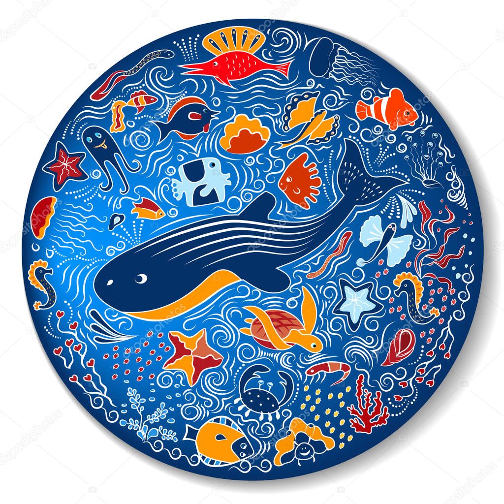 Circular pattern with marine life