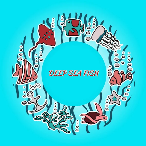 Bannière avec place de poisson pour le texte — Image vectorielle