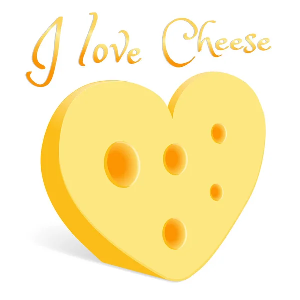 A piece of cheese in the form of a heart — Stock Vector