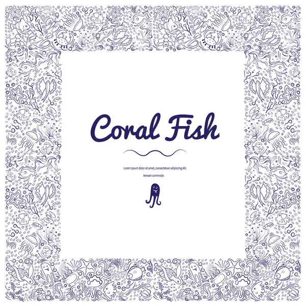 Quadros com peixes de coral-06 —  Vetores de Stock