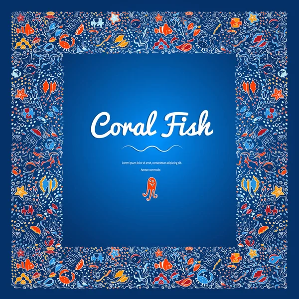 Quadros com cor de peixe de coral-11 —  Vetores de Stock