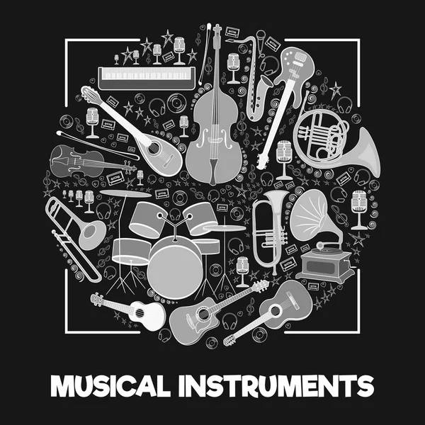 Instrumentos musicales en un círculo-05 — Vector de stock