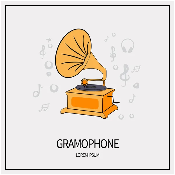 Gramofon elszigetelt ikon — Stock Vector