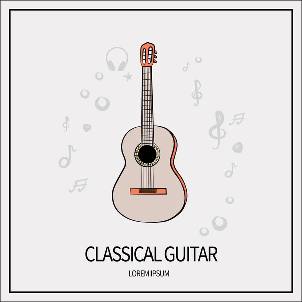 Класична гітара значок — стоковий вектор
