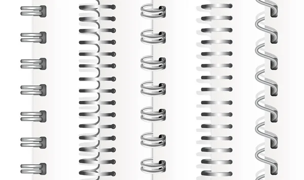 Conjunto de espirales verticales de plata — Vector de stock