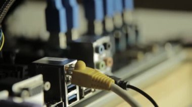 Ağ kartı anakart kablo ile. Yanıp sönen lamba, sinyal varlığı