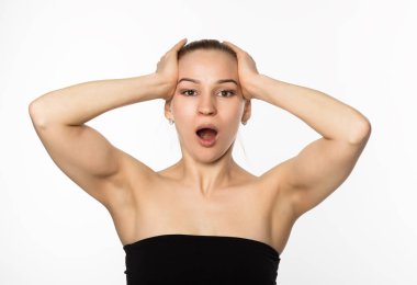 kadının yüzü fitness, yapması Chang yüz kasları yaşlanma. Sağlık ve güzellik kavramı