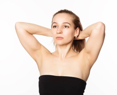 kadının yüzü fitness, yapması Chang yüz kasları yaşlanma. Sağlık ve güzellik kavramı