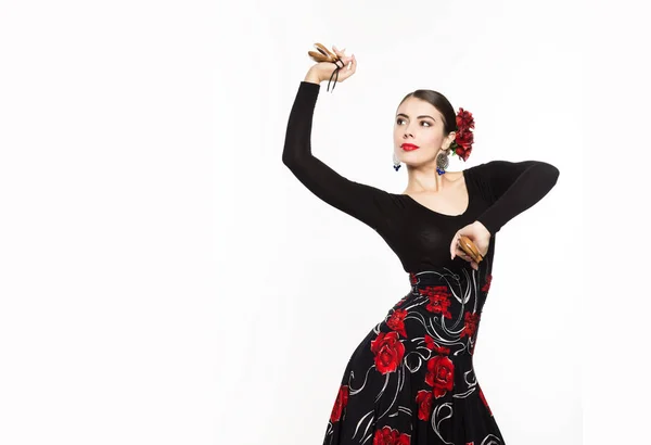 Flamencodanser op een lichte achtergrond. vrije ruimte voor uw tekst — Stockfoto