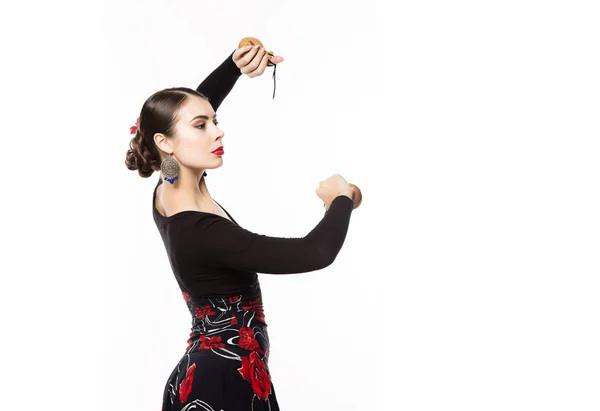 Bailarina flamenca sobre fondo claro. espacio libre para su texto — Foto de Stock