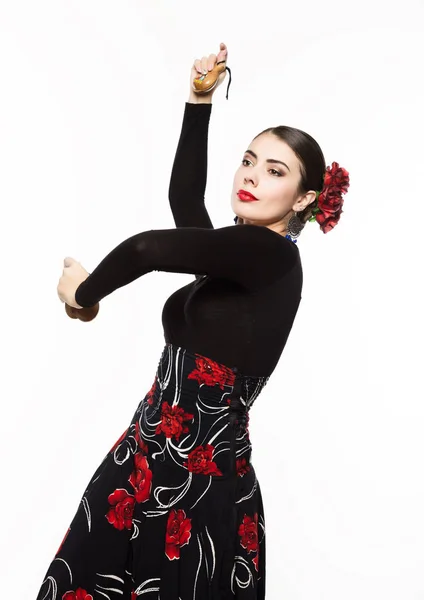 Bailarina flamenca española sobre fondo claro — Foto de Stock