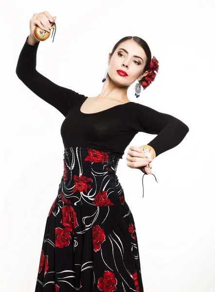Bailarina flamenca española sobre fondo claro — Foto de Stock