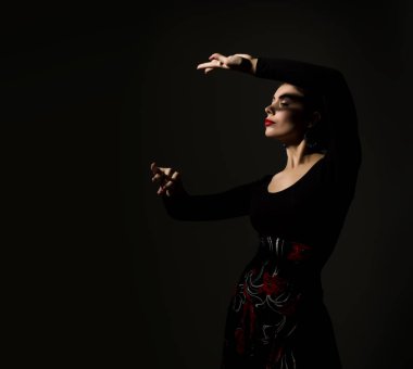 Flamenko dansçısı karanlık bir arka plan üzerinde. metniniz için boş alan