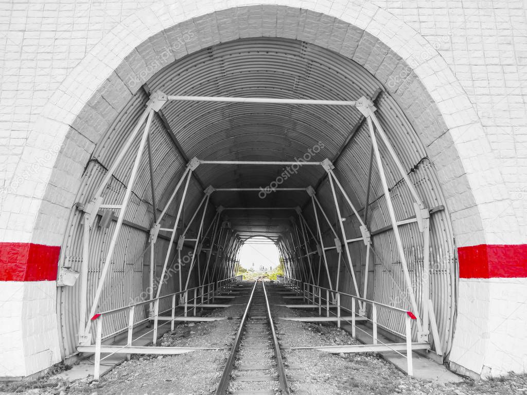 Tunnel on the railway tracks. 