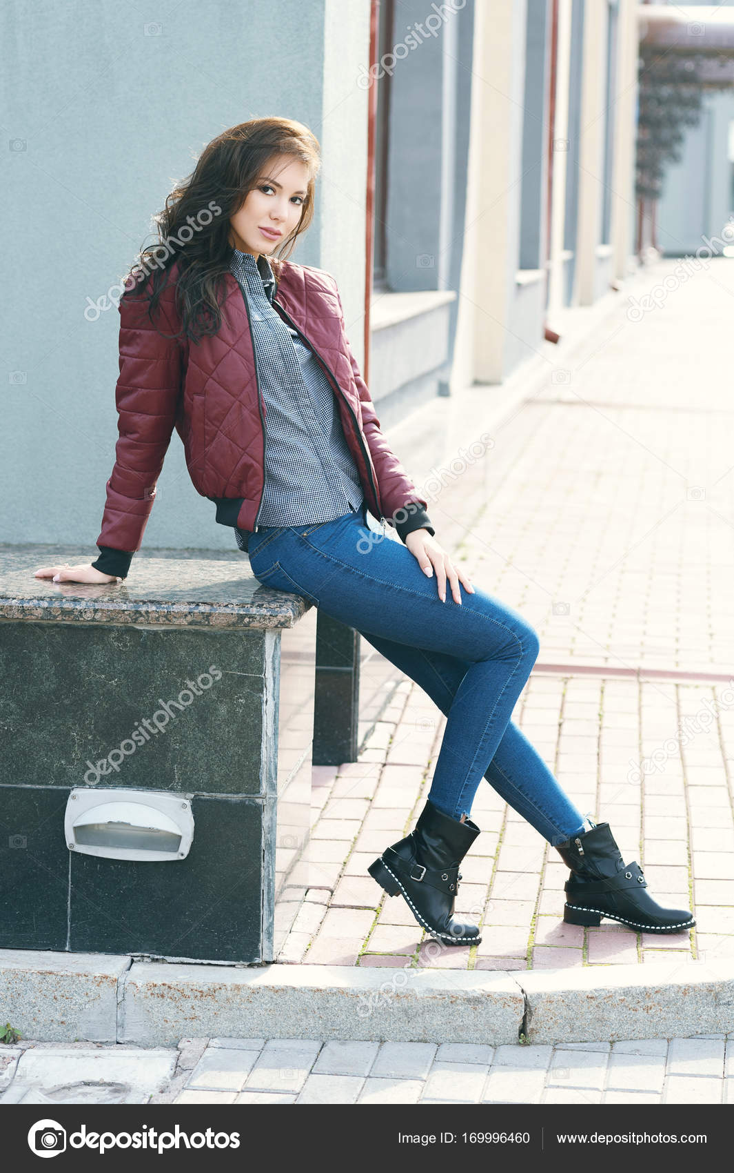 burgundy and blue jeans