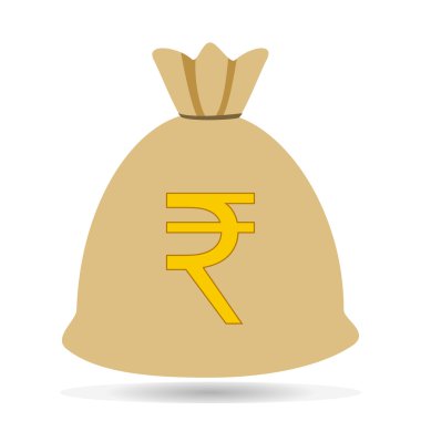 Para çanta para birimi Rupisi simge vektör çizim.