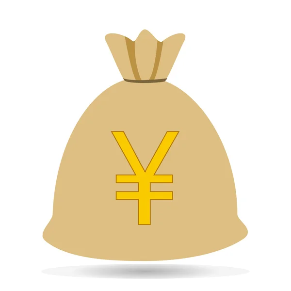 Geld zak munt Yen pictogram vectorillustratie. — Stockvector