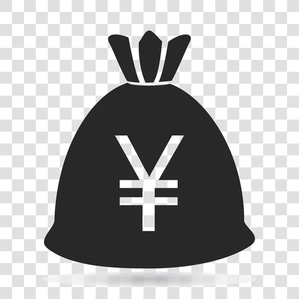 Money Bag valuta Illustrazione vettoriale icona Yen su sfondo trasparente . — Vettoriale Stock