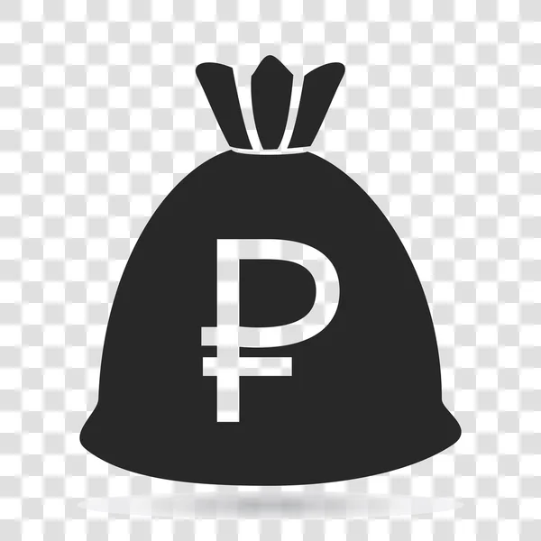 Money Bag currency Ruble icon vector illustration on transparent background. — Stock vektor