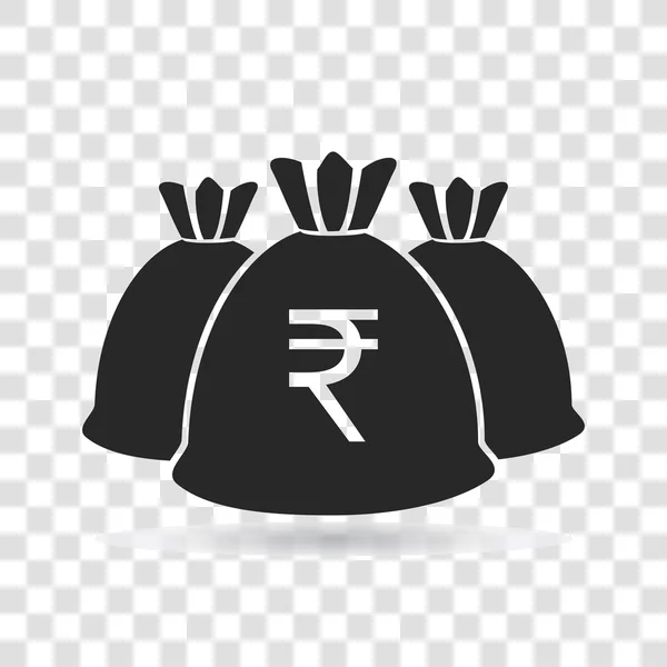 Money Bag currency Rupee icon vector illustration on transparent background. — ストックベクタ