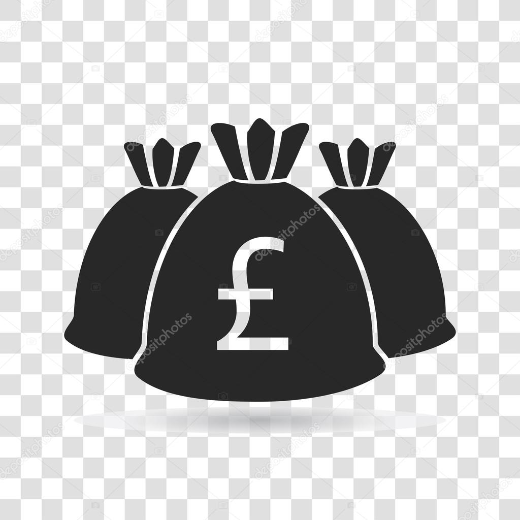 Money Bag currency Pound icon vector illustration on transparent background.