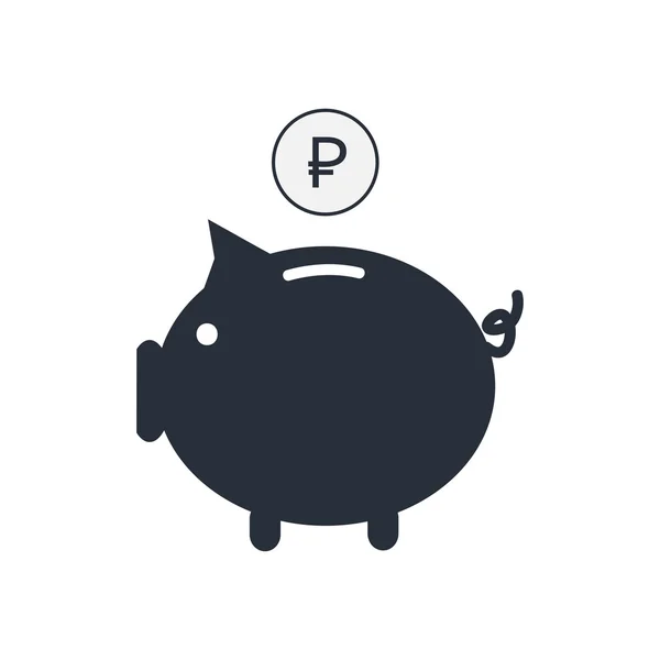 Geld-Währung-Symbol. Sparschwein mit Rubel-Vektor-Illustration. — Stockvektor